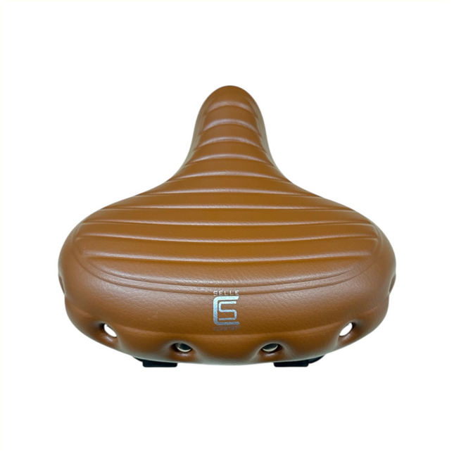 Selle Comfort sadel Retro brun ribbet XL, uden sadelbøjle