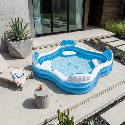 Oppustelig havepool med sæder - 229 x 229 x 66 cm, perfekt til familieafslapning
