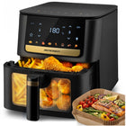 Airfryer 6,5 l 1700 W med touchskærm, 8 programmer og vindue – inkl. 100 stk. bagepapir – sort