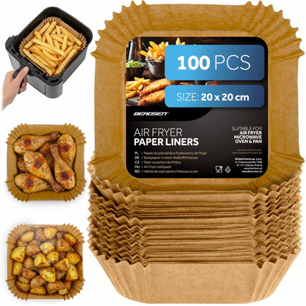 Airfryer 6,5 l 1700 W med touchskærm, 8 programmer og vindue – inkl. 100 stk. bagepapir – sort