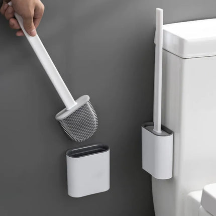 Toiletbørste i silikone med holder