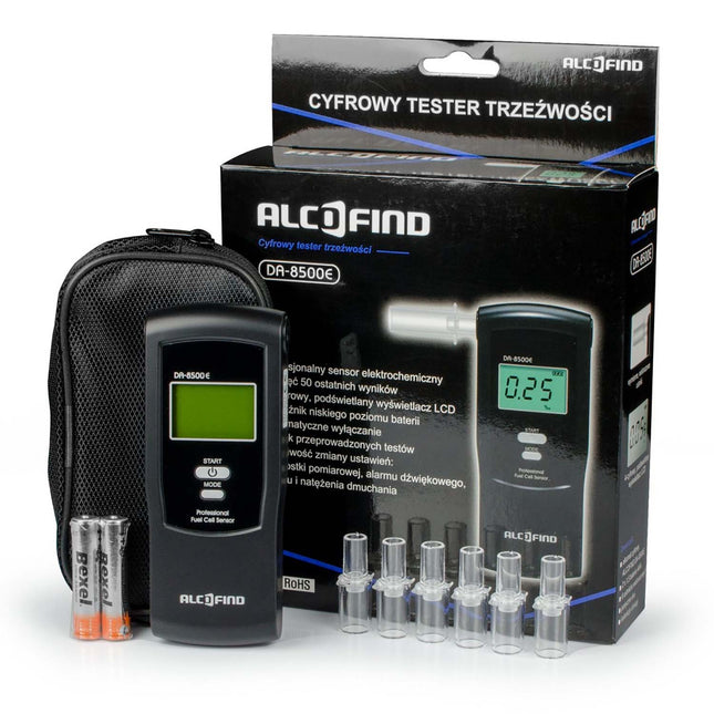 Personligt elektrokemisk alkometer med gratis kalibrering og 100 engangsmundstykker