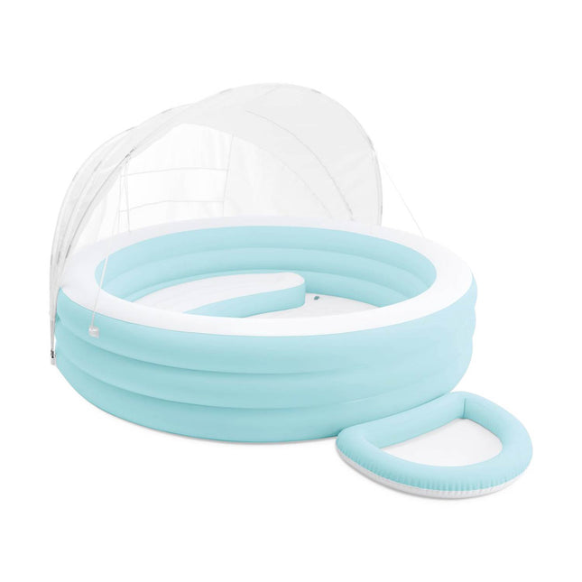 Oppusteligt familiebassin 327 x 221 x 137 cm med aftageligt solskærm UPF 50+ og fodbad – Intex Swim Center