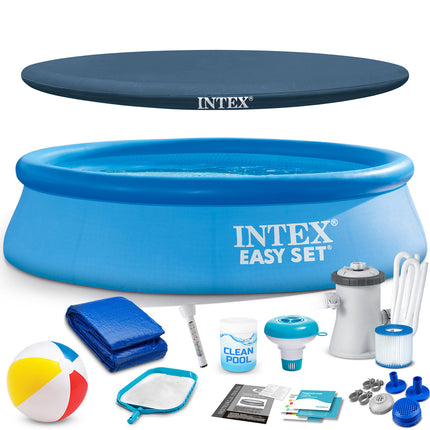 Bassin med oppustelig ring 244 x 61 cm med filterpumpe og 16-i-1 tilbehørssæt – Intex