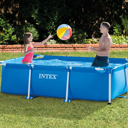Rektangulær havepool 260 x 160 x 65 cm med universalmåtte til afslapning i haven