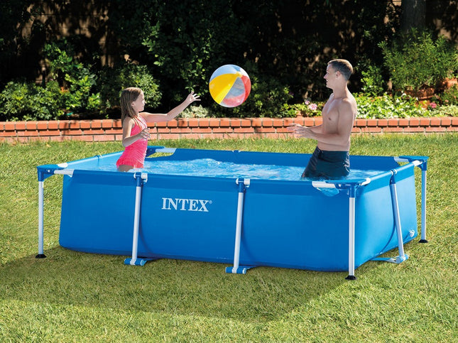 Rektangulær havepool 260 x 160 x 65 cm med universalmåtte til afslapning i haven