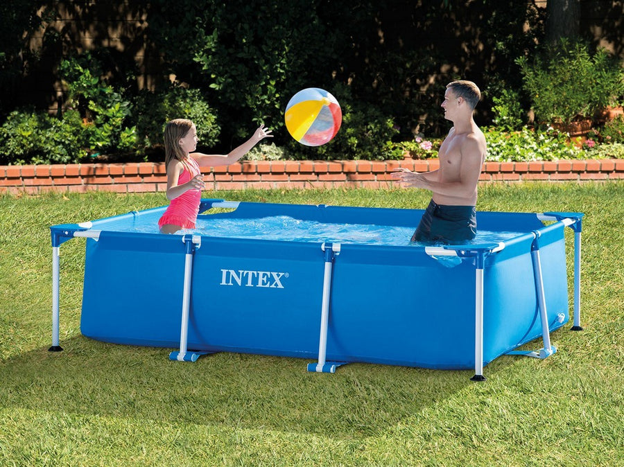 Rektangulær havepool 260 x 160 x 65 cm med universalmåtte til afslapning i haven