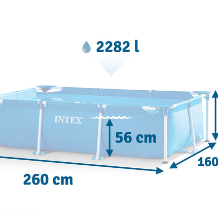 Rektangulær havepool 260 x 160 x 65 cm med universalmåtte til afslapning i haven