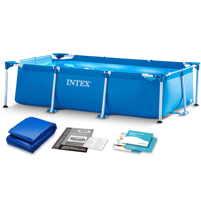Rektangulær havepool 260 x 160 x 65 cm med universalmåtte til afslapning i haven