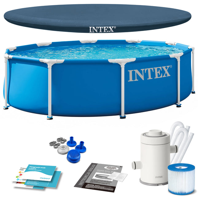 Rammebassin 305 x 76 cm med filterpumpe og afdækning – Intex
