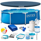 Rammebassin 305 x 76 cm med filterpumpe, poolkemi, bundlag og afdækning – Intex