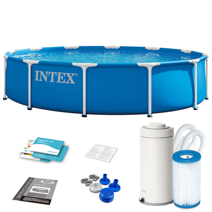 Rammebassin 366 x 76 cm med filterpumpe – 9-i-1 sæt, model 2026 med forbedret konstruktion – Intex