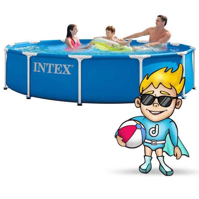 Rammebassin 366 x 76 cm med filterpumpe, overtræk og tilbehør – 16-i-1-sæt – Intex