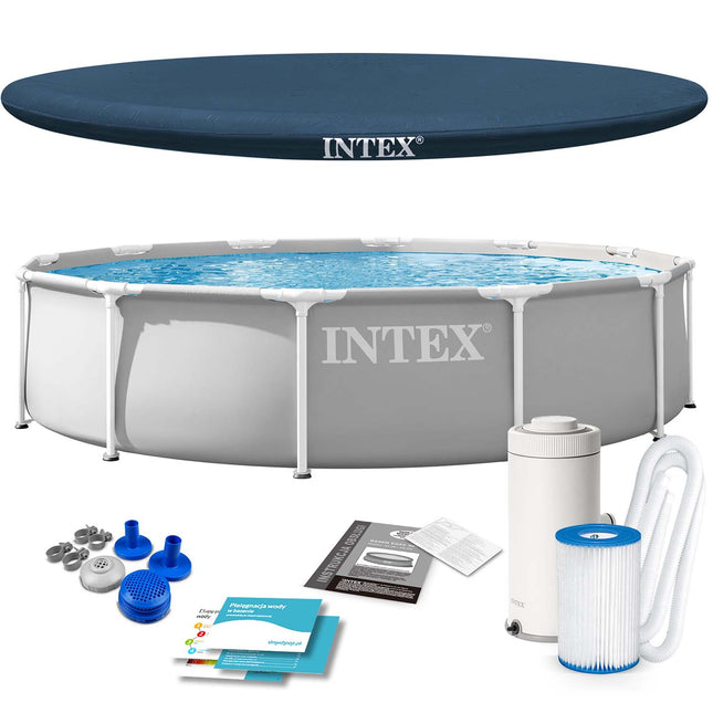 Rammebassin 366 x 76 cm med filterpumpe og overtræk – Intex