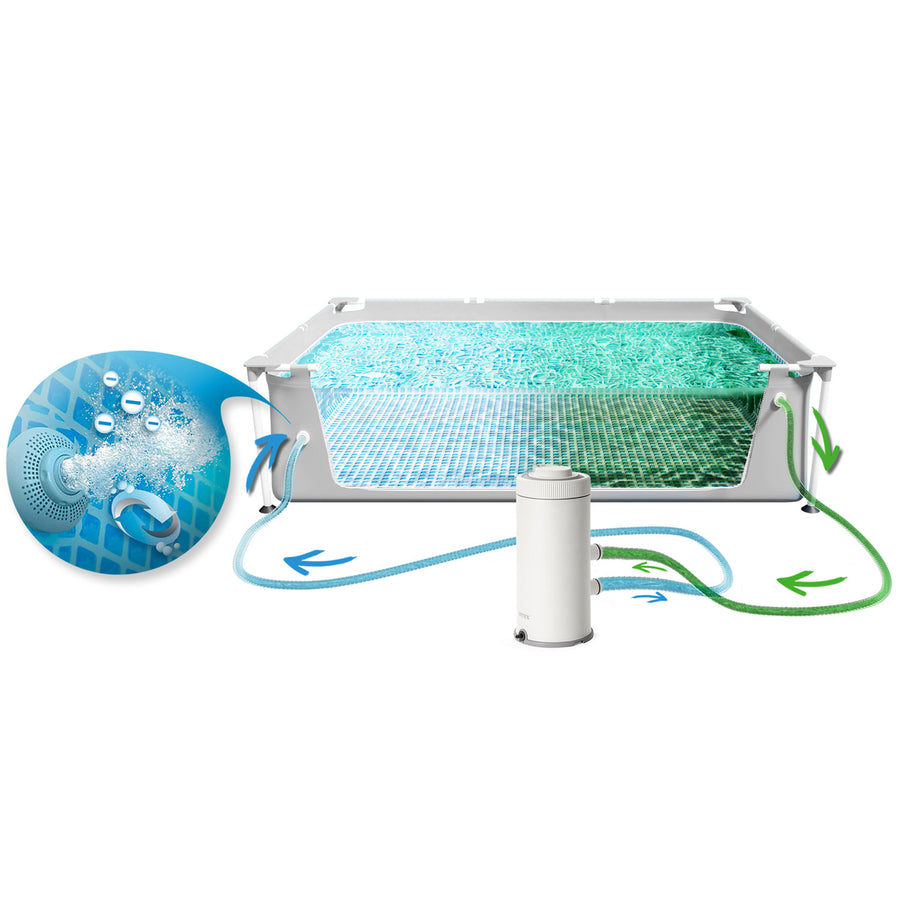 Rammehavepool 400 x 200 x 100 cm - Komplet sæt med filterpumpe og sikkerhedstige