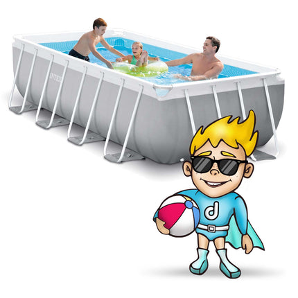 Rammehavepool 400 x 200 cm - Færdigt sæt med filterpumpe og sikker metalstige til sommerens sjov