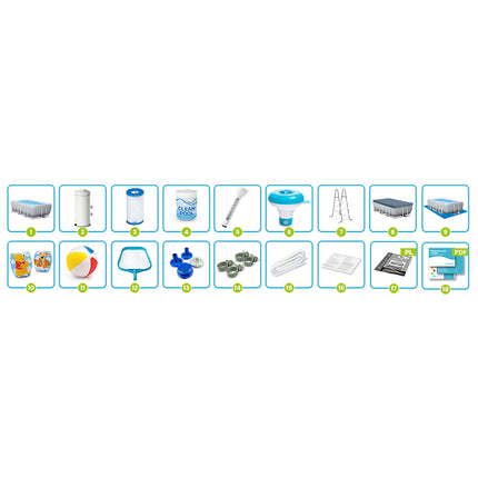 Rammehavepool 400 x 200 x 100 cm - Komplet sæt med tilbehør til sjov og sikker svømning