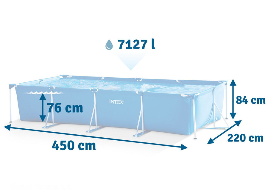 Rektangulær rammepool 450 x 220 x 84 cm - Ideel til haven for sjov og afslapning om sommeren