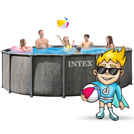 Rammebassin 457 x 122 cm med filterpumpe, stige, dæksel og bundmåtte – 12-i-1 sæt – Intex