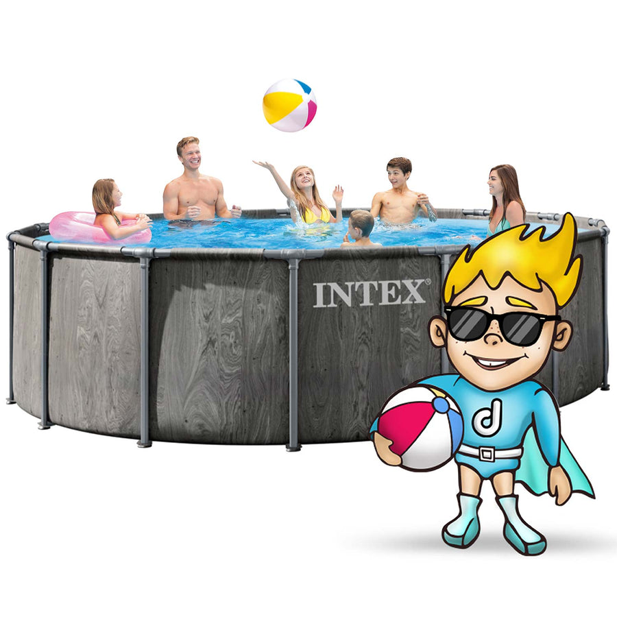 Rammebassin 457 x 122 cm med filterpumpe, stige, dæksel og bundmåtte – 12-i-1 sæt – Intex