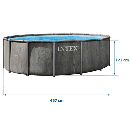 Rammebassin 457 x 122 cm med filterpumpe, stige, dæksel og bundmåtte – 12-i-1 sæt – Intex