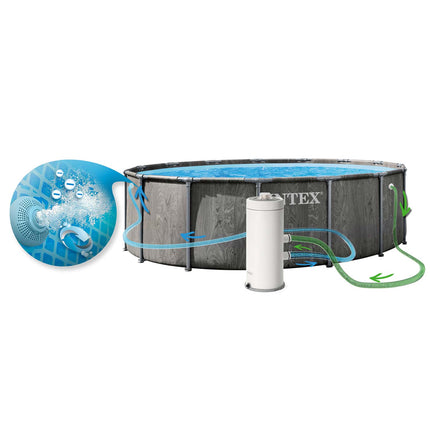 Rammebassin 457 x 122 cm med filterpumpe, stige, dæksel og bundmåtte – 12-i-1 sæt – Intex