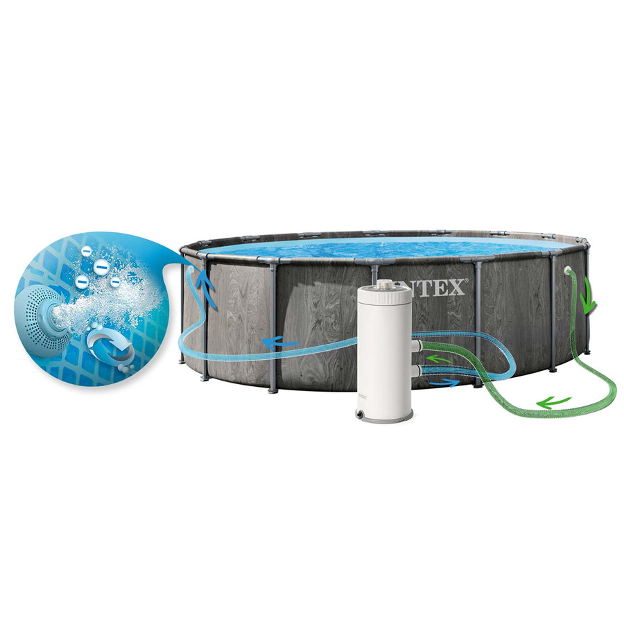 Rammebassin 457 x 122 cm med filterpumpe, stige, dæksel og bundmåtte – 12-i-1 sæt – Intex