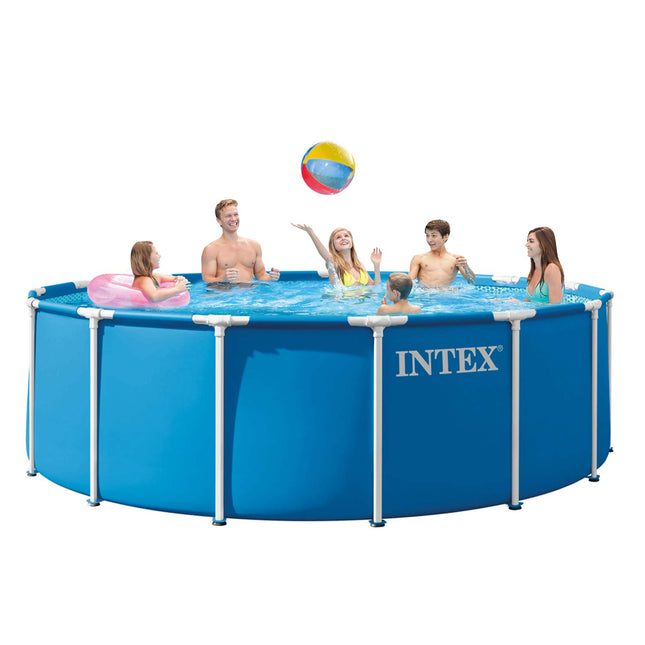 Rammebassin 457 x 122 cm med filterpumpe, stige, dæksel og måtte – 12-i-1 sæt, model 2026 – Intex
