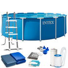 Rammebassin 457 x 122 cm med filterpumpe, stige, dæksel og måtte – 12-i-1 sæt, model 2026 – Intex