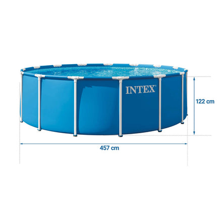 Rammebassin 457 x 122 cm med filterpumpe, stige, dæksel og måtte – 12-i-1 sæt, model 2026 – Intex