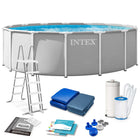 Rammebassin 457 x 122 cm med filterpumpe, metalstige, bundlag og afdækning – Intex