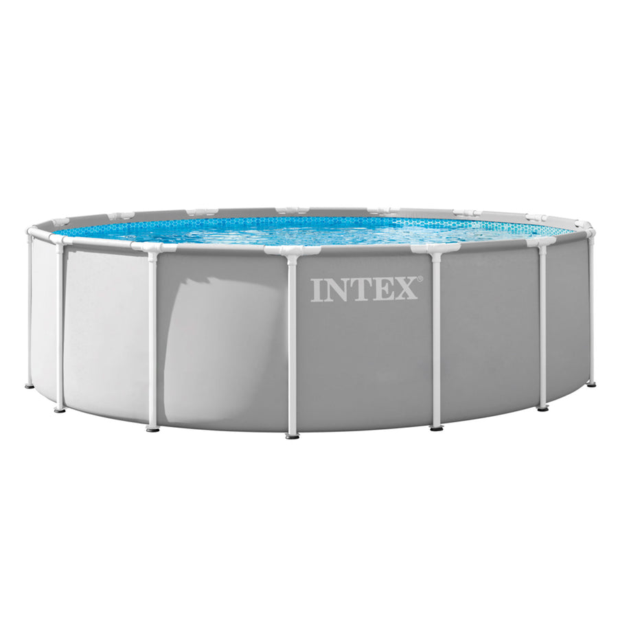 Rammebassin 457 x 122 cm med filterpumpe, metalstige, bundlag og afdækning – Intex