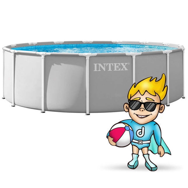 Rammebassin 457 x 122 cm familiesæt med filterpumpe, stige, poolkemi og svømmevinger – Intex