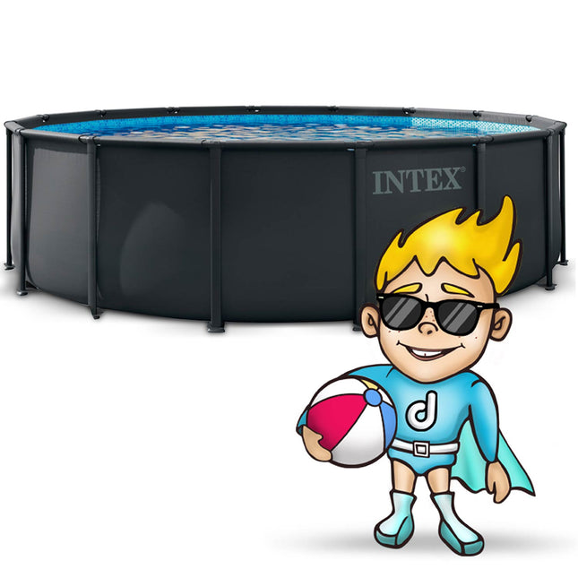 Rammebassin Ultra XTR 488 x 122 cm med sandfilterpumpe, filtersand, metalstige og afdækning – Intex
