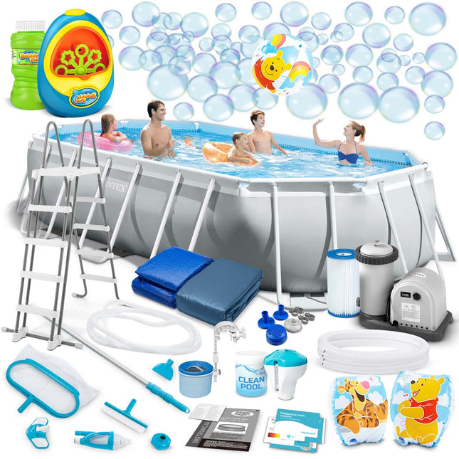 Rammehavepool 503 x 274 x 122 cm med komplet tilbehør og gratis boblefremstillingssæt - perfekt til familien!