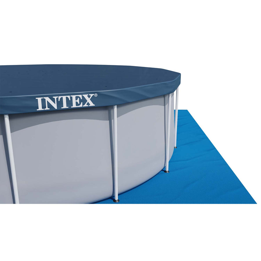 Rammebassin 549 x 122 cm med filterpumpe, metalstige, bundlag og afdækning – Intex
