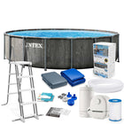 Rund rammebassin 549 x 122 cm med filterpumpe, metalstige, bundlag og afdækning – Intex