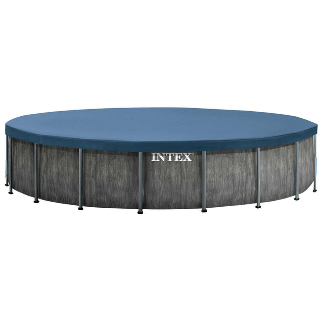 Rund rammebassin 549 x 122 cm med filterpumpe, metalstige, bundlag og afdækning – Intex