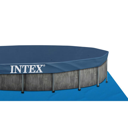 Rund rammebassin 549 x 122 cm med filterpumpe, metalstige, bundlag og afdækning – Intex