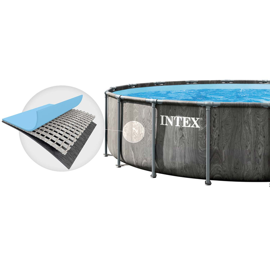 Rund rammebassin 549 x 122 cm med filterpumpe, metalstige, bundlag og afdækning – Intex