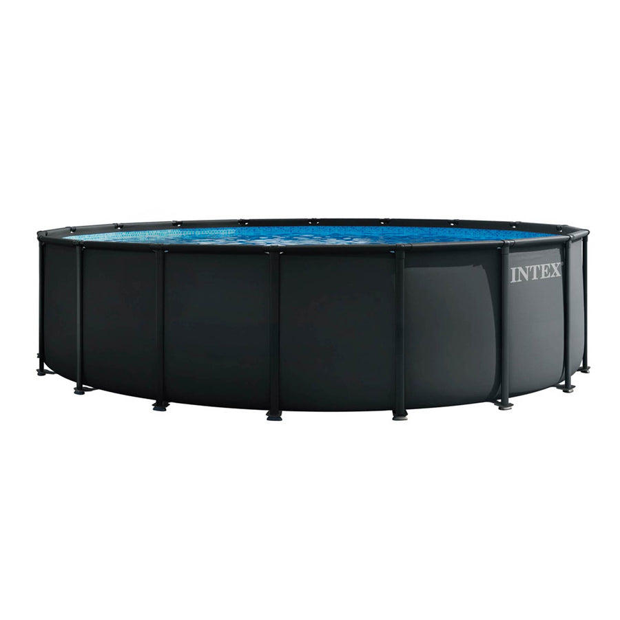 Rammebassin 549 x 132 cm i grå, familiesæt med sandfilterpumpe, poolkemi og svømmevinger – Intex