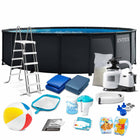 Rammebassin 549 x 132 cm i grå, familiesæt med sandfilterpumpe, poolkemi og svømmevinger – Intex