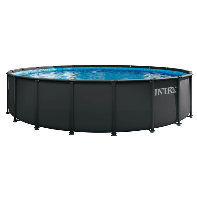 Rammebassin Ultra XTR 610 x 122 cm med sandfilterpumpe, metalstige, bundlag og afdækning – Intex