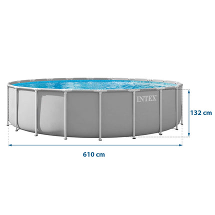 Rammebassin 610 x 132 cm med filterpumpe, stige, overtræk og tilbehør – 18-i-1-sæt – Intex