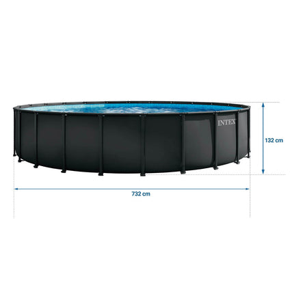 Rammebassin Ultra XTR 732 x 132 cm med sandfilterpumpe, metalstige, bundlag og afdækning – Intex