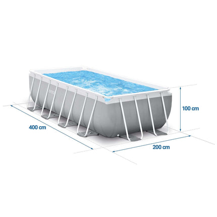 Rammehavepool 400 x 200 x 100 cm - Komplet sæt med tilbehør til sjov og sikker svømning
