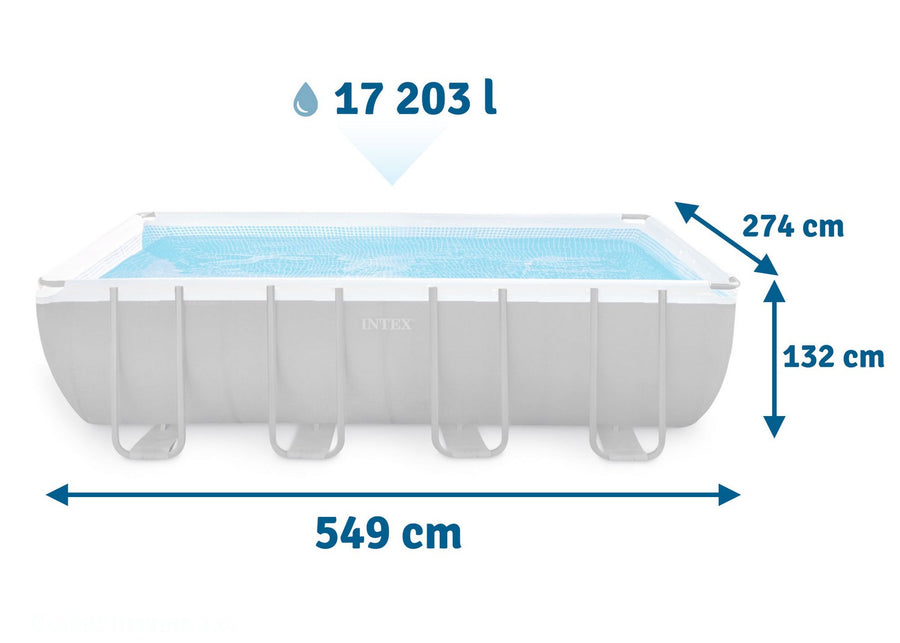 Familie Swimmingpool 549 x 274 x 132 cm - Komplet Sæt med 18 Tilbehør