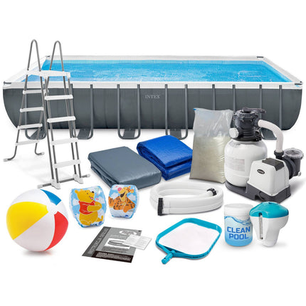 Rammepool 732 x 366 x 132 cm - Familievenlig swimmingpool med sandfilterpumpe og tilbehør