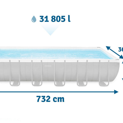 Rammepool til haven 732 x 366 x 132 cm - perfekt til sommerens sjov og afslapning