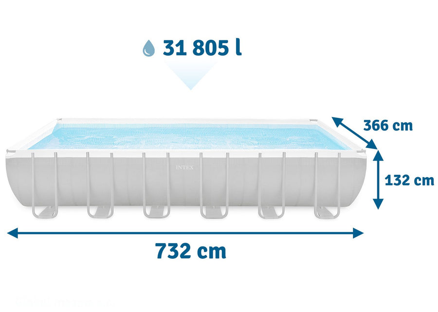 Rammepool til haven 732 x 366 x 132 cm - perfekt til sommerens sjov og afslapning